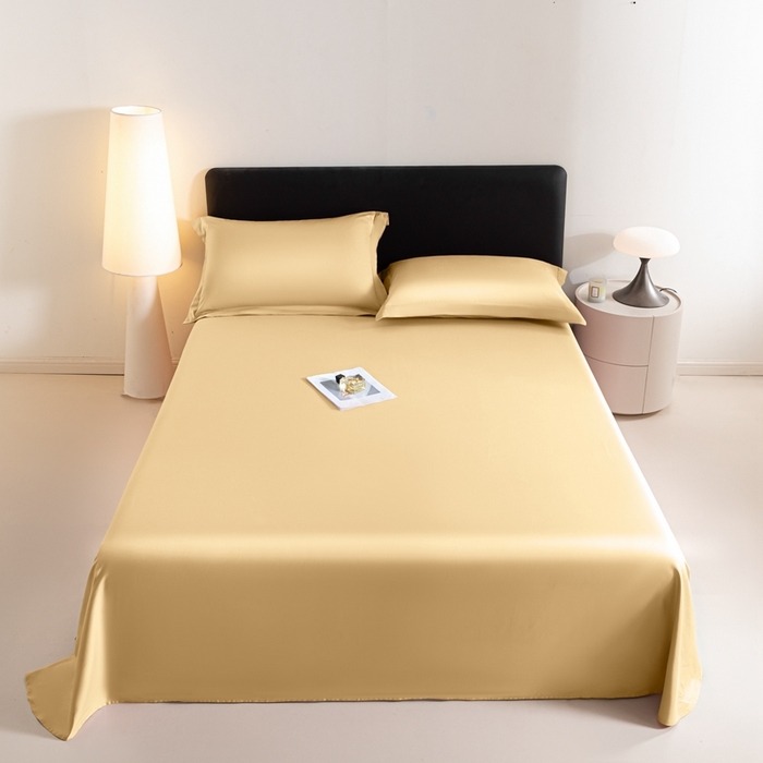 91家纺网 家纺一手货源 找家纺 秀色家纺 2025新款高端新疆长绒棉床单单件纯棉50支贡缎全棉床单双人贡缎加厚被单三件套 莫奈-奶茶米