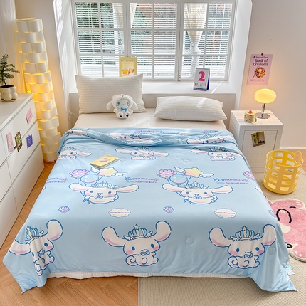 91家纺网 家纺一手货源 找家纺 （总）博雅 2024新款三丽鸥正版系列A类牛奶丝软糯针织棉大豆纤维夏被