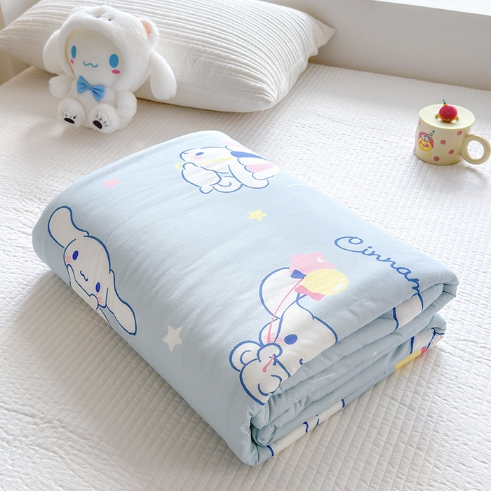 91家纺网 家纺一手货源 找家纺 博雅 2024新款三丽鸥正版系列A类牛奶丝软糯针织棉大豆纤维夏被 针织棉（带防伪标）气球玉桂狗