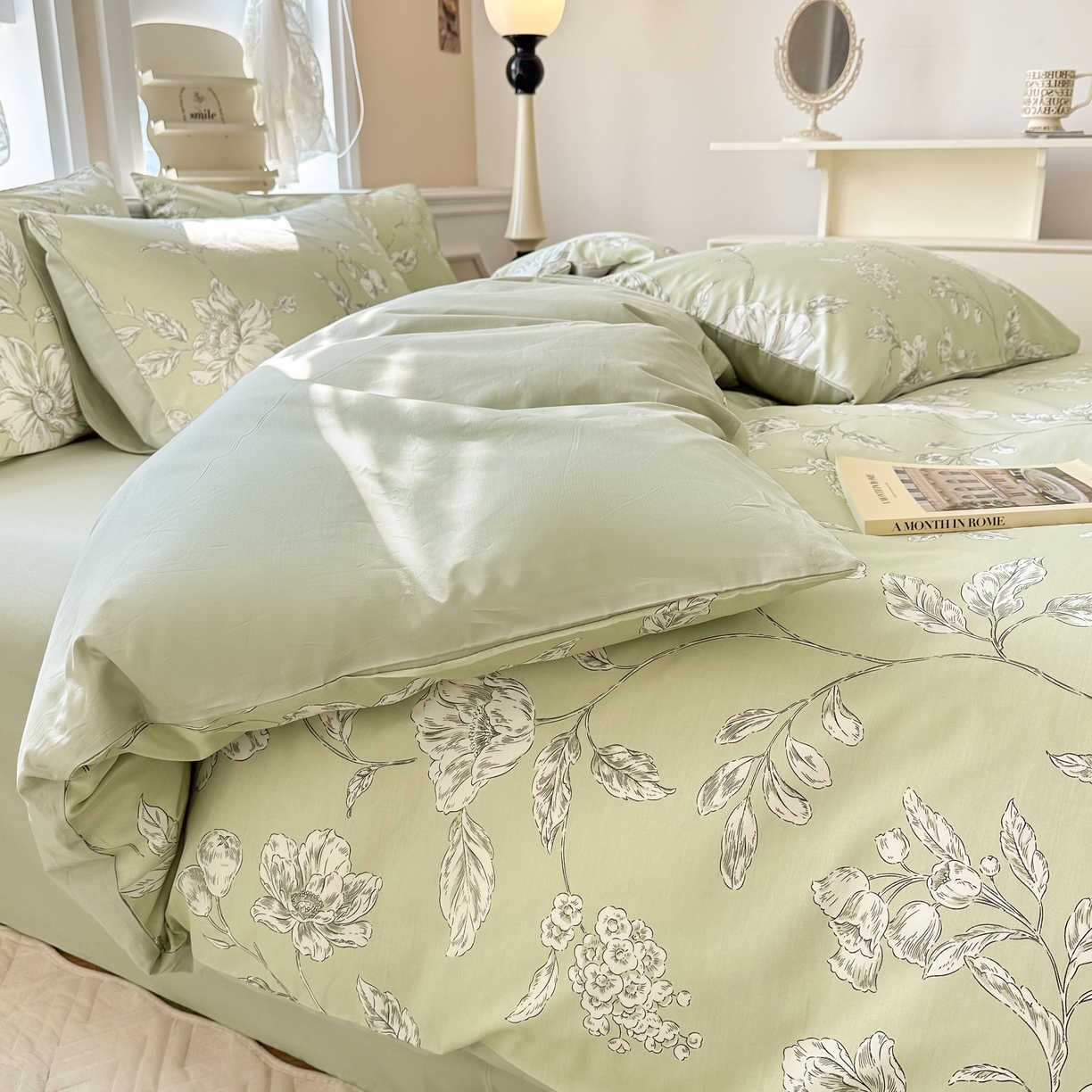 91家纺网 家纺一手货源 找家纺 晨希家居 2024新款小清新全棉印花四件套 木兰花漫