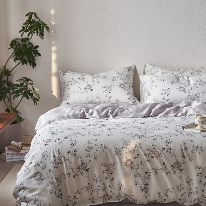 91家纺网 家纺一手货源 找家纺 时年家纺 2024春夏新品莱赛尔天丝印花四件套 情依