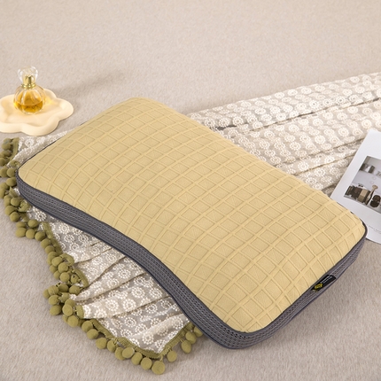 91家纺网 家纺一手货源 找家纺 2025新款直播爆款针织空气层荞麦枕 针织空气层荞麦米色