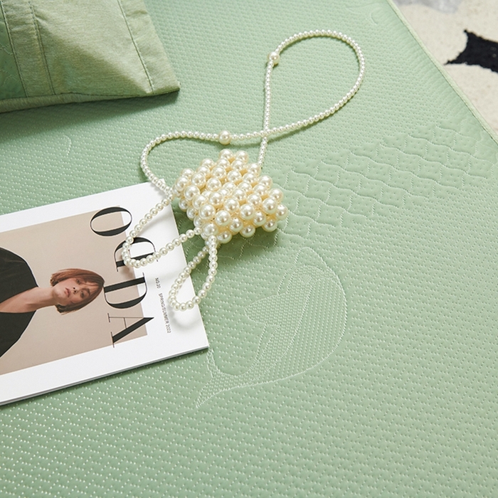 91家纺网 家纺一手货源 找家纺 青雅席业 2025新款A类凉感丝蕾丝花边床笠款凉席 海豚-绿