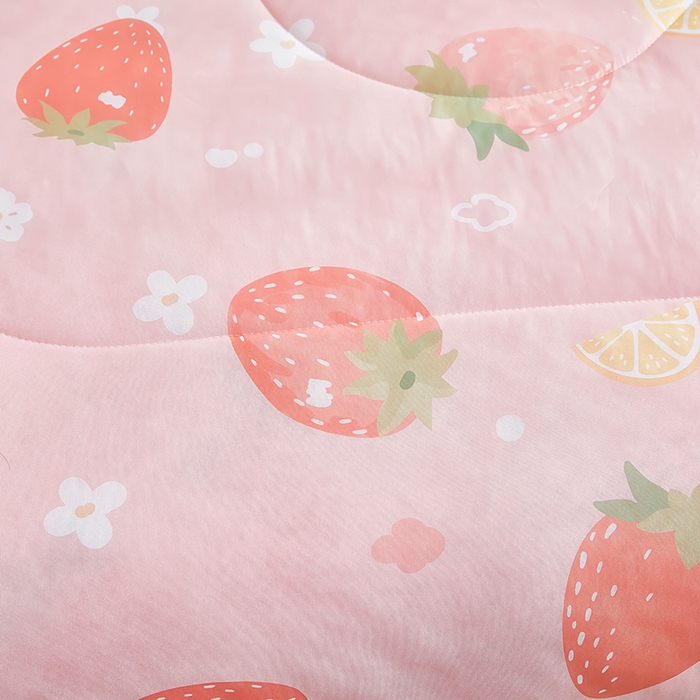 91家纺网 家纺一手货源 找家纺 爱上家居 2024新款印花凉席床裙床单款夏被-床裙款 甜蜜草莓