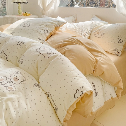 91家纺网 家纺一手货源 找家纺 （总）优选良品 2025新款直播爆款母婴级水洗皱皱棉四件套小碎花被套床笠款三件套