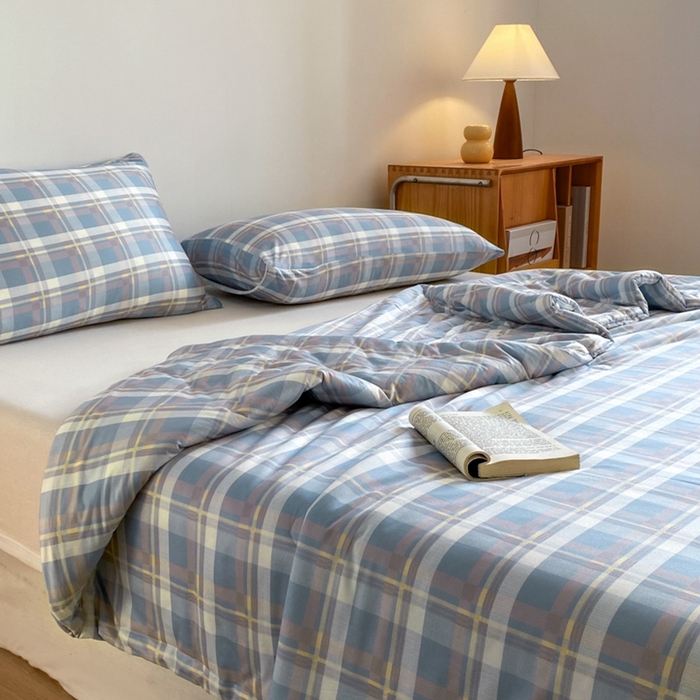 91家纺网 家纺一手货源 找家纺 荔禾家居 A类针织棉无印风夏被 流年蓝