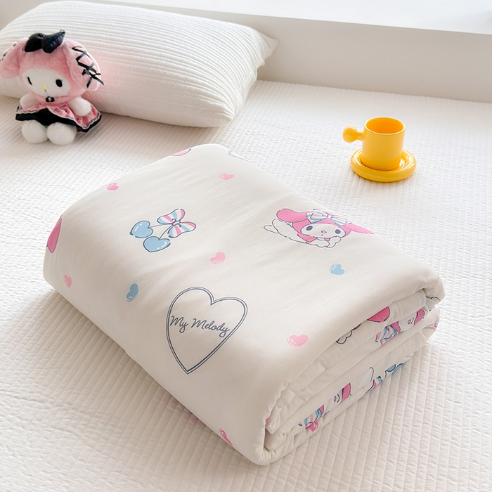 91家纺网 家纺一手货源 找家纺 博雅 2024新款三丽鸥正版系列A类牛奶丝软糯针织棉大豆纤维夏被 针织棉（带防伪标）樱桃美乐蒂