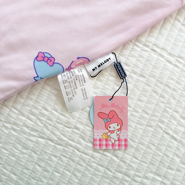 91家纺网 家纺一手货源 找家纺 博雅 2024新款三丽鸥正版系列A类牛奶丝软糯针织棉大豆纤维夏被 针织棉（带防伪标）气球美乐蒂