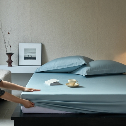 91家纺网 家纺一手货源 找家纺 （总）秀色家纺 2025新款高端酒店50支贡缎长绒棉床笠单件纯棉全棉贡缎可裸睡单双人床上用品