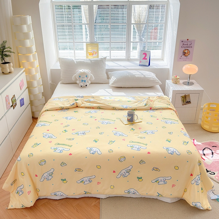 91家纺网 家纺一手货源 找家纺 博雅 2024新款三丽鸥正版系列A类牛奶丝软糯针织棉大豆纤维夏被 针织棉（带防伪标）柠檬玉桂狗