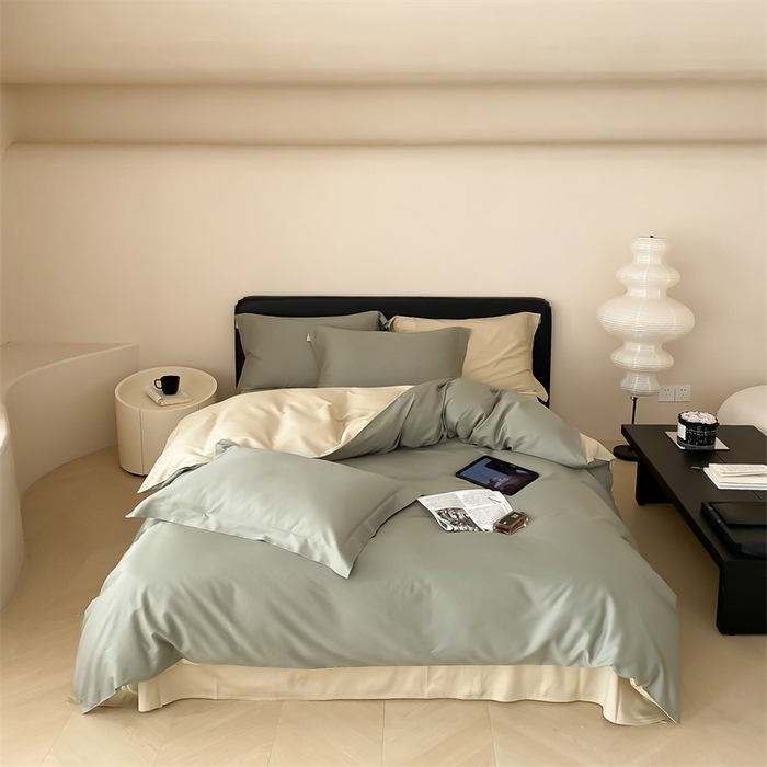 91家纺网 家纺一手货源 找家纺 荣轩家纺   2024年新款天丝棉四件套 遇见-茶绿