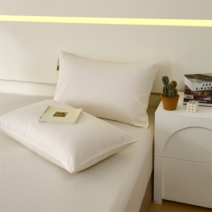 91家纺网 家纺一手货源 找家纺 凯磊家纺 2024新款高支高密.纯色南汐系列单品枕套 南汐-象牙白