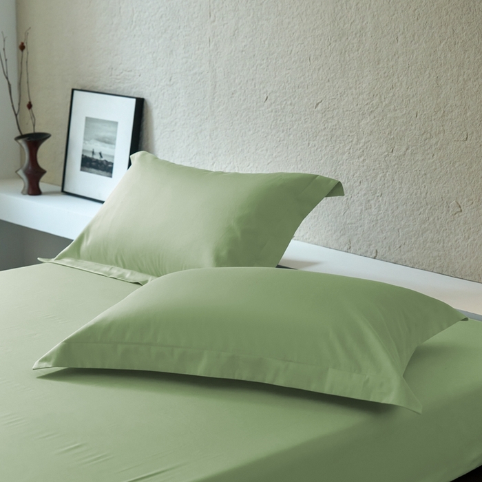 91家纺网 家纺一手货源 找家纺 秀色家纺 2025新款高端酒店50支贡缎长绒棉床笠单件纯棉全棉贡缎可裸睡单双人床上用品 梦易-艾绿