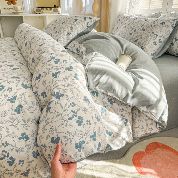 91家纺网 家纺一手货源 找家纺 晨希家居 2024新款小清新全棉印花四件套 花艺