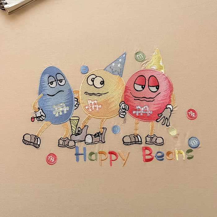 91家纺网 家纺一手货源 找家纺 2024新款A类全棉水洗棉绣花单床笠 奇趣小怪兽-奶驼