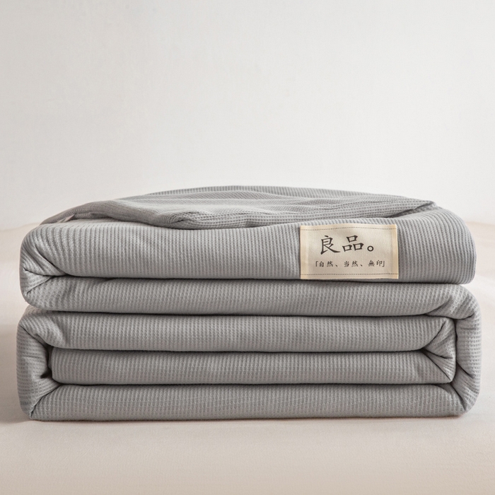 91家纺网 家纺一手货源 找家纺 慕尚 2025新款针织棉华夫格夏被 华夫格 星空灰