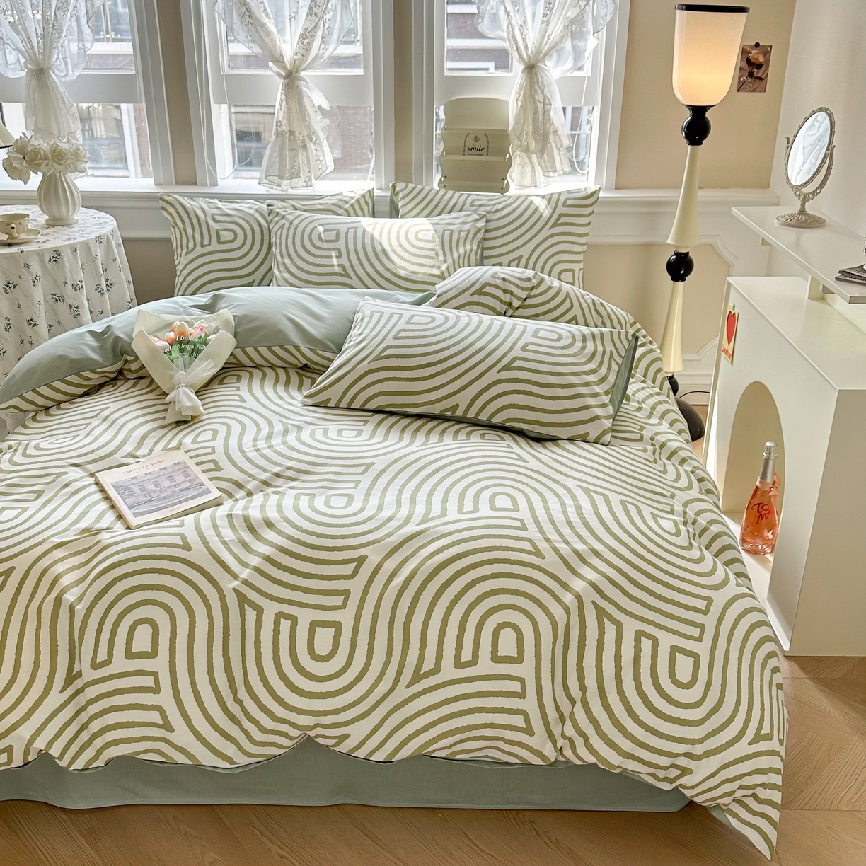 91家纺网 家纺一手货源 找家纺 晨希家居 2024新款小清新全棉印花四件套 斯诺克