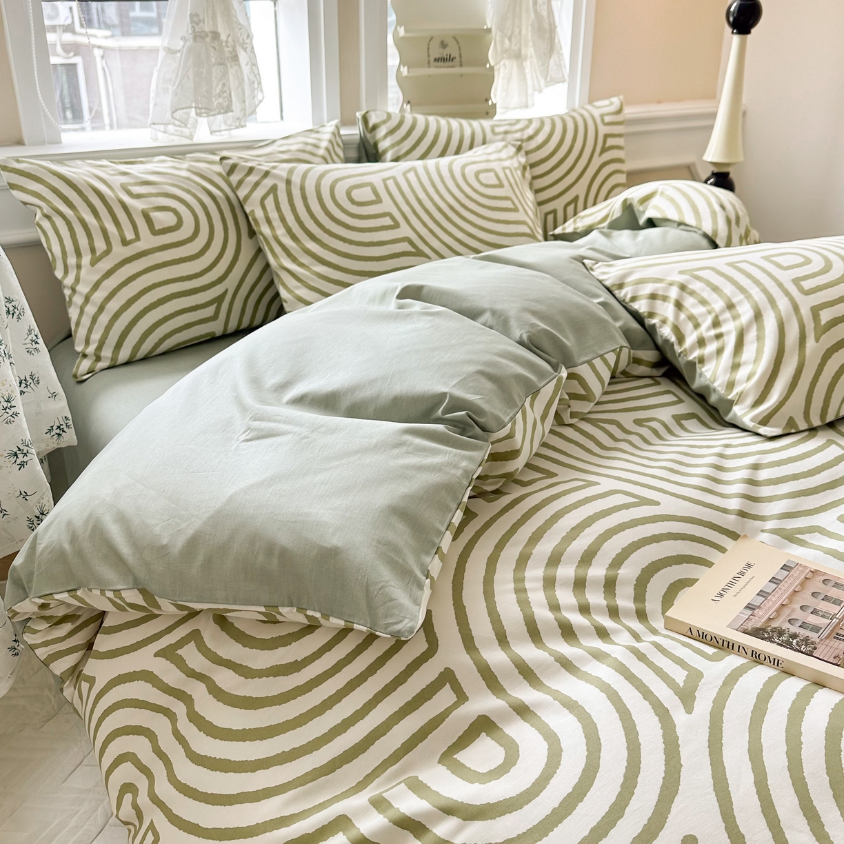 91家纺网 家纺一手货源 找家纺 晨希家居 2024新款小清新全棉印花四件套 斯诺克