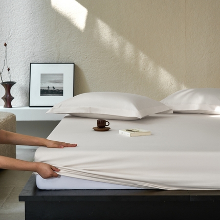 91家纺网 家纺一手货源 找家纺 （总）秀色家纺 2025新款高端酒店50支贡缎长绒棉床笠单件纯棉全棉贡缎可裸睡单双人床上用品