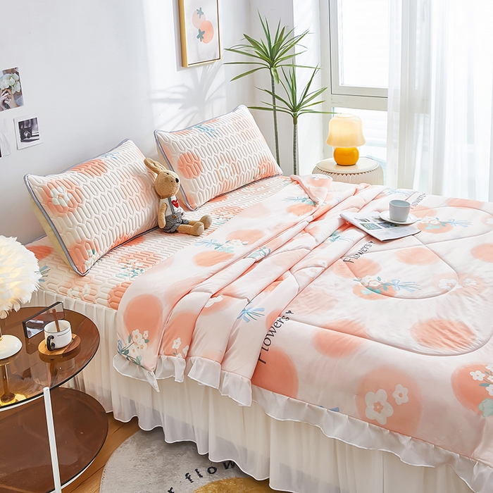 91家纺网 家纺一手货源 找家纺 爱上家居 2024新款印花凉席床裙床单款夏被-床裙款 梦想泡泡