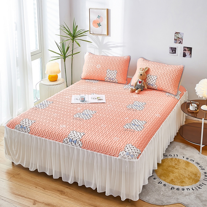 91家纺网 家纺一手货源 找家纺 爱上家居 2024新款印花凉席床裙床单款夏被-床裙款 春日明兰