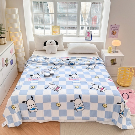 博雅 2024新款三丽鸥正版系列A类牛奶丝软糯针织棉大豆纤维夏被 针织棉（带防伪标）蓝格帕恰狗