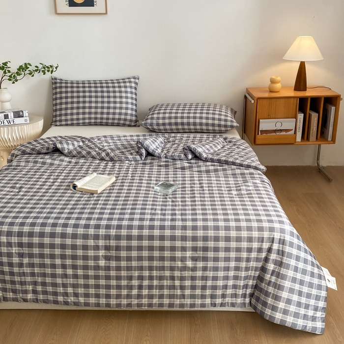 91家纺网 家纺一手货源 找家纺 荔禾家居 A类针织棉无印风夏被 骑士灰