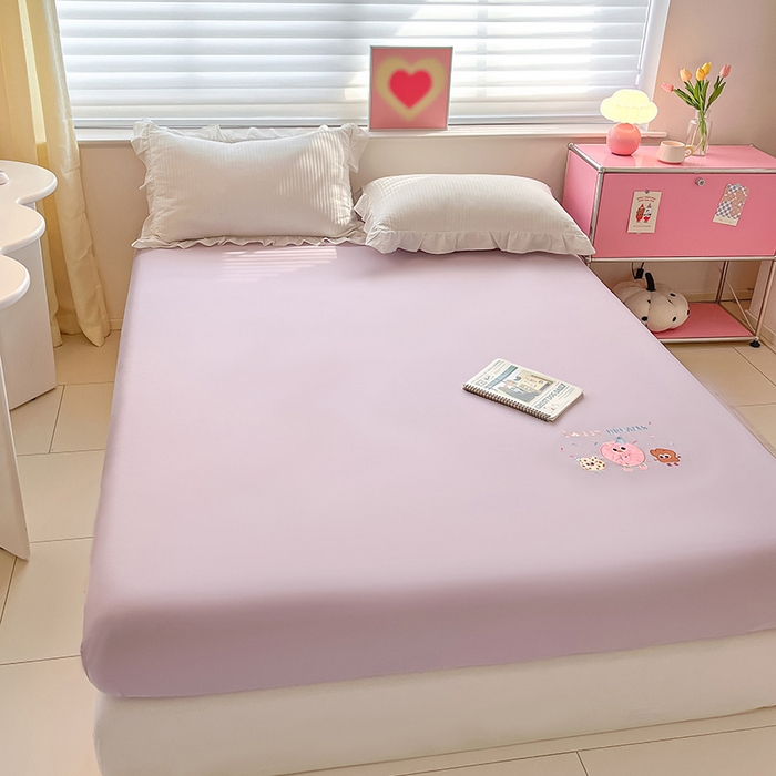 91家纺网 家纺一手货源 找家纺 2024新款A类全棉水洗棉绣花单床笠 甜甜圈-浅紫