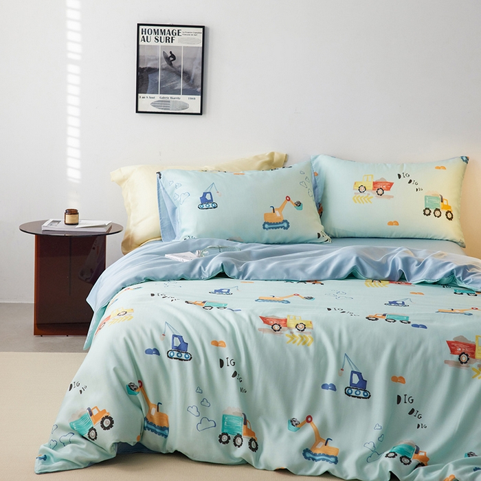 91家纺网 家纺一手货源 找家纺 时年家纺 2024春夏新品莱赛尔天丝印花四件套 机车梦