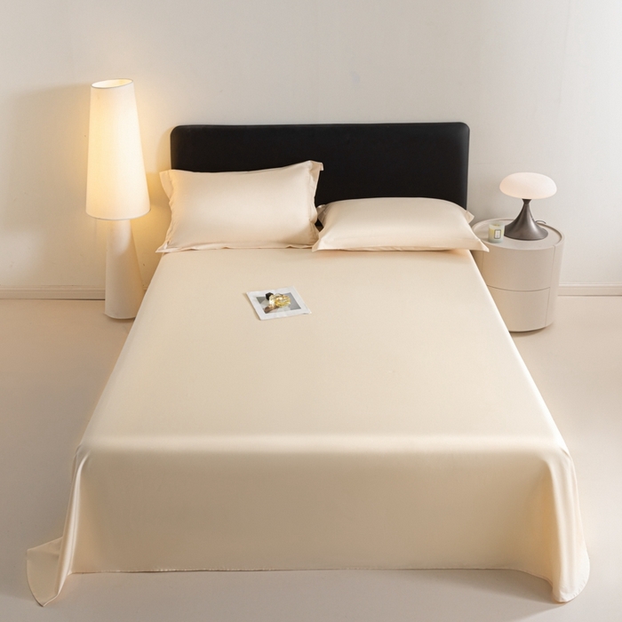 91家纺网 家纺一手货源 找家纺 秀色家纺 2025新款高端新疆长绒棉床单单件纯棉50支贡缎全棉床单双人贡缎加厚被单三件套 莫奈-奶昔白