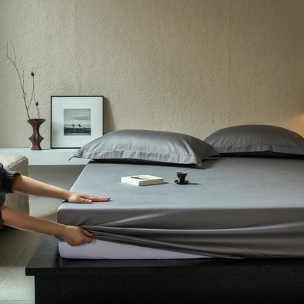 91家纺网 家纺一手货源 找家纺 （总）秀色家纺 2025新款高端酒店50支贡缎长绒棉床笠单件纯棉全棉贡缎可裸睡单双人床上用品