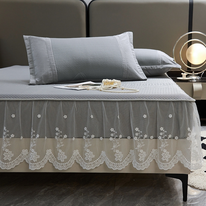 91家纺网 家纺一手货源 找家纺 （总）青雅席业 2025新款A类凉感丝蕾丝花边床笠款凉席