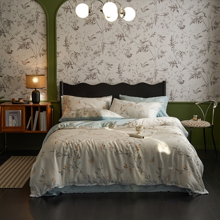 时年家纺 2024春夏新品莱赛尔天丝印花四件套 清雅