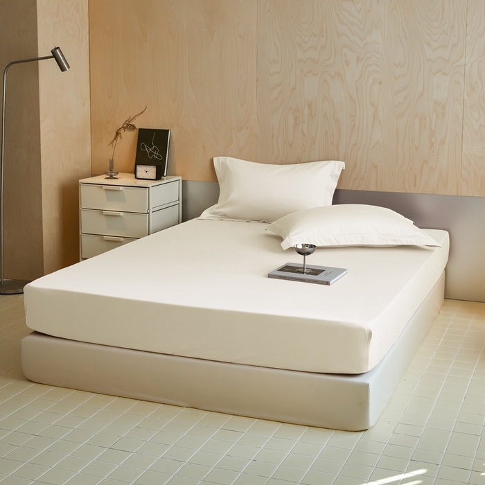 91家纺网 家纺一手货源 找家纺 秀色家纺 2025新款50支贡缎床笠单件全棉纯棉床罩三件套儿童防滑床单床垫套床套 梦易-皓月白