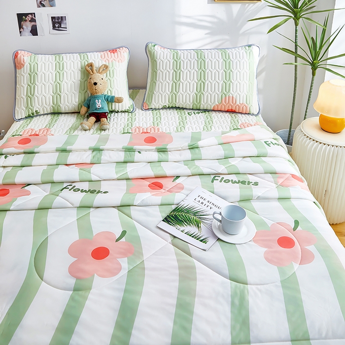 91家纺网 家纺一手货源 找家纺 爱上家居 2024新款印花凉席床裙床单款夏被-床裙款 春天里