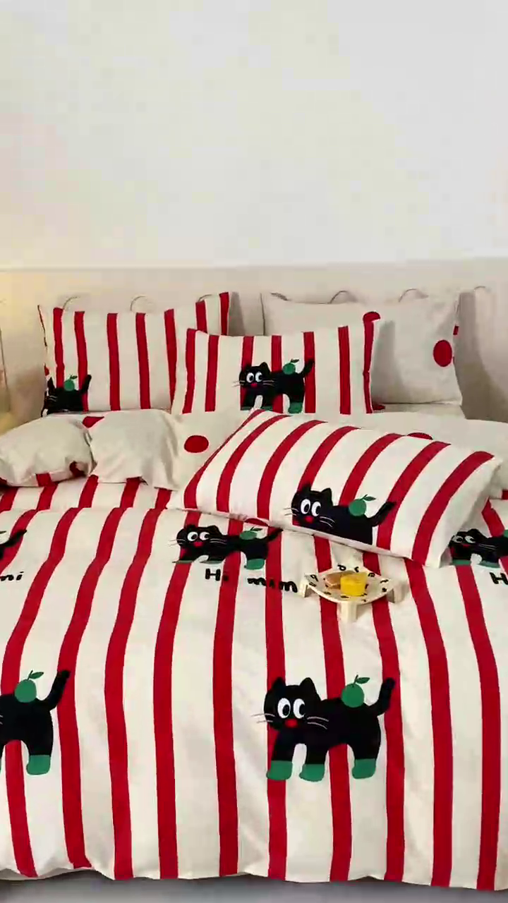 91家纺网 家纺一手货源 找家纺 红粉佳人家纺  2024新款纯棉卡通小清新四件套及单品 布偶猫-1