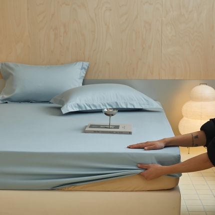 91家纺网 家纺一手货源 找家纺 秀色家纺 2025新款50支贡缎床笠单件全棉纯棉床罩三件套儿童防滑床单床垫套床套 梦易-郁兰