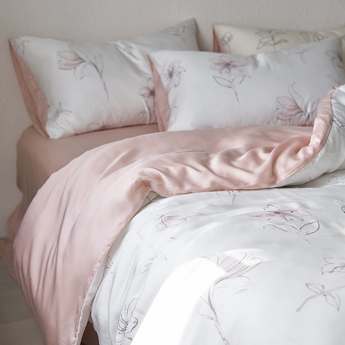 91家纺网 家纺一手货源 找家纺 时年家纺 2024春夏新品莱赛尔天丝印花四件套 枝叶诗韵