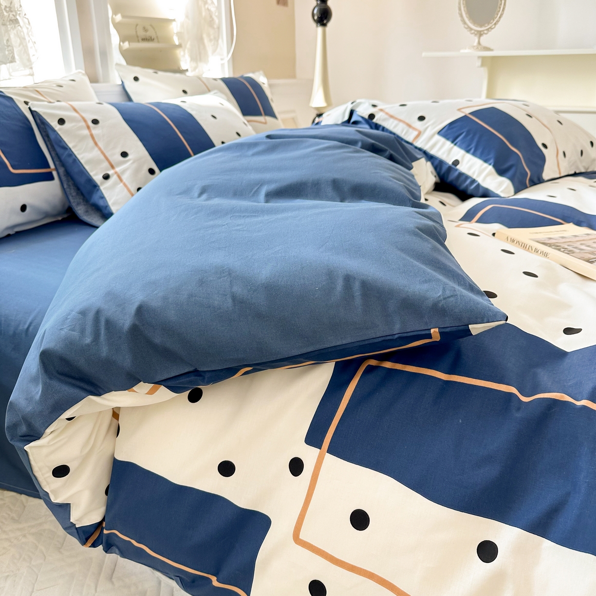 91家纺网 家纺一手货源 找家纺 晨希家居 2024新款小清新全棉印花四件套 达芬奇