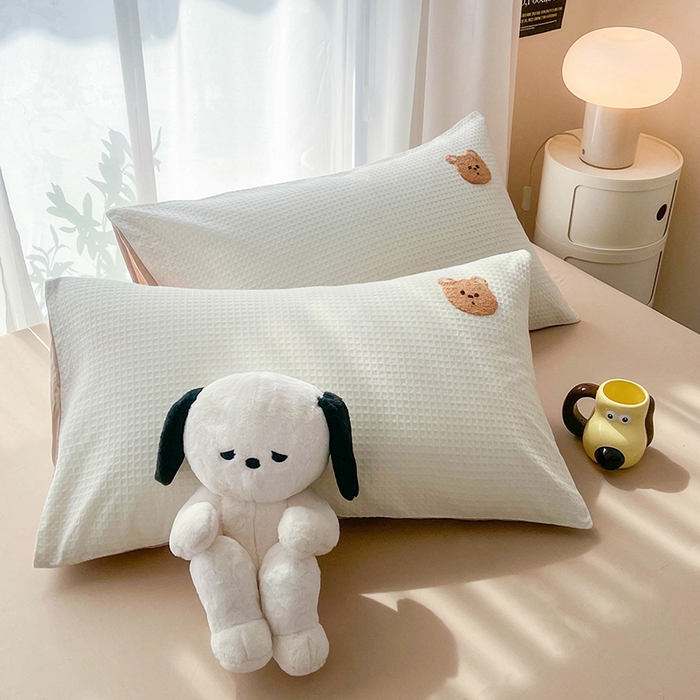 91家纺网 家纺一手货源 找家纺 （总）慕尚 2025新款全棉华夫格毛巾绣四件套