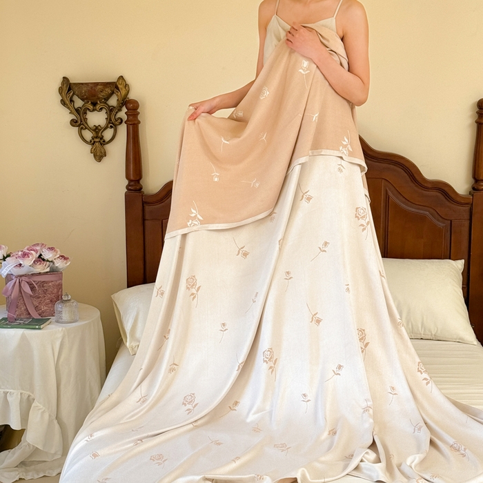 91家纺网 家纺一手货源 找家纺 麻依 2024新款竹纤维单层毛巾被盖毯夏凉被冷感毯 晚风-驼