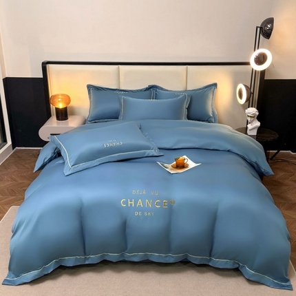 91家纺网 家纺一手货源 找家纺 （总）麦空 2025新款一字绣水洗真丝四件套-巧遇