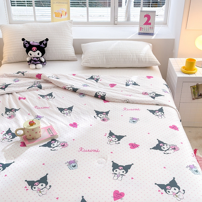 91家纺网 家纺一手货源 找家纺 博雅 2024新款三丽鸥正版系列A类牛奶丝软糯针织棉大豆纤维夏被 针织棉（带防伪标）甜筒库洛米