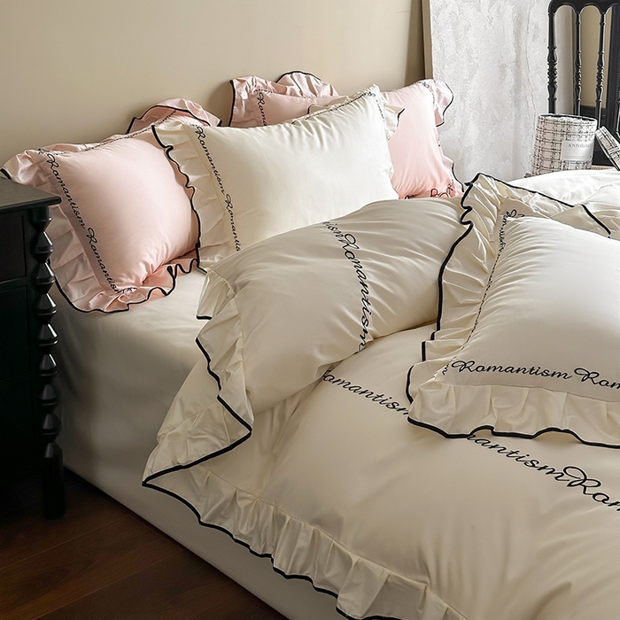 91家纺网 家纺一手货源 找家纺 2024窝米春夏新品100支长绒棉刺绣款四件套 A5(芽色）