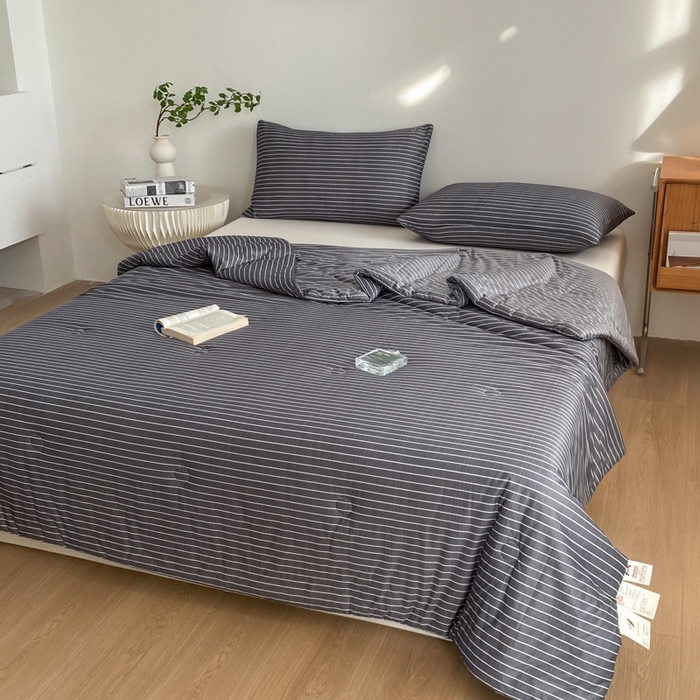 91家纺网 家纺一手货源 找家纺 荔禾家居 A类针织棉无印风夏被 豆蔻-深灰