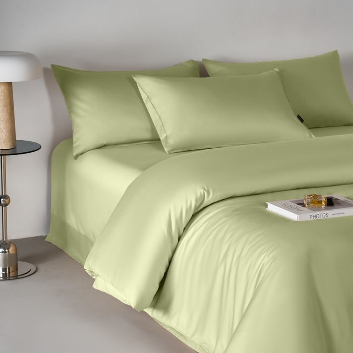 91家纺网 家纺一手货源 找家纺 秀色家纺 2025新款轻奢60支贡缎高支贡缎长绒棉全棉四件套简约纯色床上被套床单床笠式 米朵-山栀色