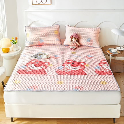 爱上家居 2024新款印花凉席床裙床单款夏被-床单款 草莓小熊