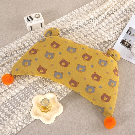 91家纺网 家纺一手货源 找家纺 2025新款直播爆款棉纱卡通毛球荞麦枕 卡通棉纱荞麦黄色