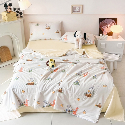 91家纺网 家纺一手货源 找家纺 （总）倾慕家纺 新款A类小清新水洗棉小花边夏被系列