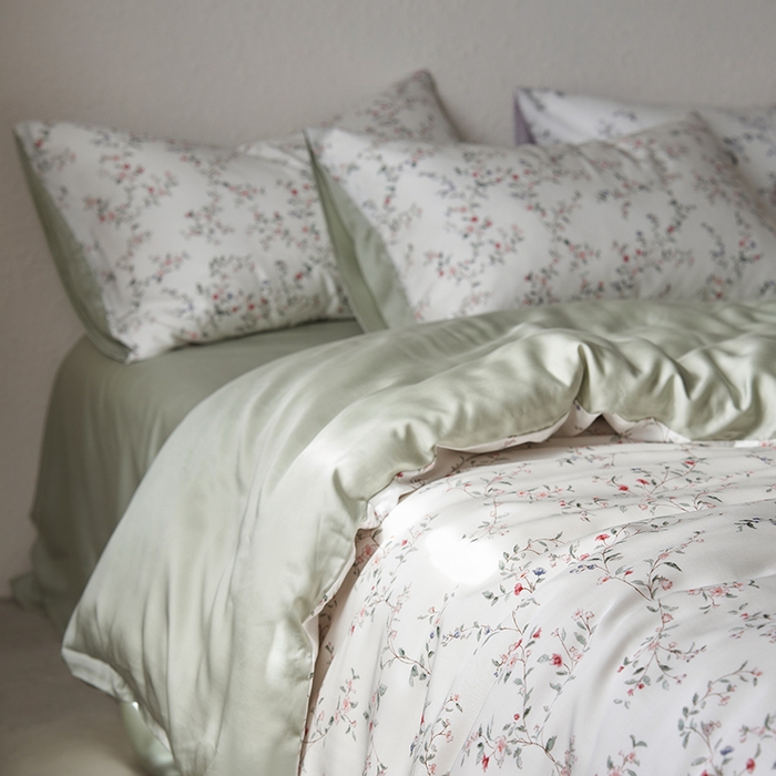 91家纺网 家纺一手货源 找家纺 时年家纺 2024春夏新品莱赛尔天丝印花四件套 青春印记